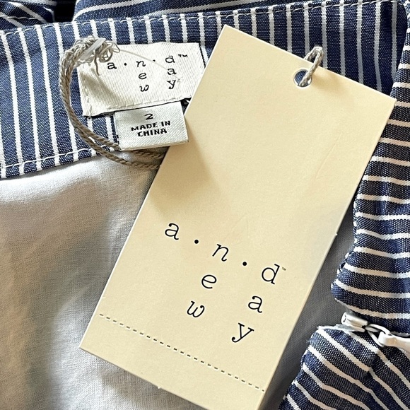 A New Day Women's Blue Striped High Low Ruffled Casual Skirt, Sz 2 - Picture 8 of 8